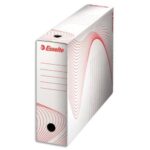 ESSELTE Boîte à archives, dos de 10 cm, en carton ondulé kraft Blanc, conditionnement en caisse carton