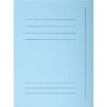 EXACOMPTA Paquet de 50 chemises pré-imprimés 3 rabats SUPER 250 en carte 210 grammes Bleu