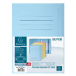 EXACOMPTA Paquet de 50 chemises pré-imprimés 3 rabats SUPER 250 en carte 210 grammes Bleu – Image 3