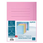 EXACOMPTA Paquet de 50 chemises pré-imprimés 3 rabats SUPER 250 en carte 210 grammes Rose – Image 3