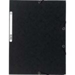 EXACOMPTA Chemise 3 rabats/ élastique, carte lustrée 5/10e, 400gr. Format 24x32cm. Coloris Noir.