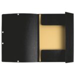 EXACOMPTA Chemise 3 rabats/ élastique, carte lustrée 5/10e, 400gr. Format 24x32cm. Coloris Noir. – Image 4