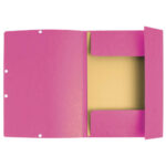 EXACOMPTA Chemise 3 rabats et élastique, en carte lustrée 5/10e, 400gr. Format 24x32cm. Coloris Fuchsia. – Image 4