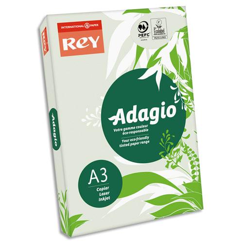 107584_d1-1.jpg REY Ramette 500 feuilles papier couleur pastel ADAGIO Vert pastel A3 80g – Image 1