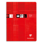 CLAIREFONTAINE Cahier TP reliure piqûre 40 pages grands carreaux+40 pages unies 17x22cm. Couverture carte