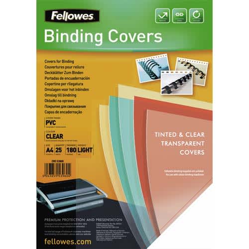 123930_d1.jpg FELLOWES Boîte de 25 couvertures transparentes PVC format A4 180 microns 5380001 – Image 1