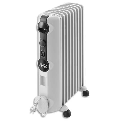 126041_d1-1.jpg DELONGHI Radiateur bain d'huile mobile 2000W 3 allures de chauffe - Dim. L47,2 x H65 x P16 cm Gris clair – Image 1