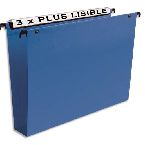 128713_d1.jpg ESSELTE Paquet de 10 dossiers suspendus TIROIR en polypro opaque. Fond 50, bouton-pression. Bleu – Image 1