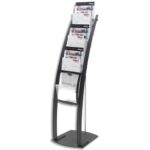 DEFLECTO Présentoir sur pied Contemporary en acier Noir, 6 cases A4 P3,7 cm - Dim. L42,1x H124,9x P33 cm