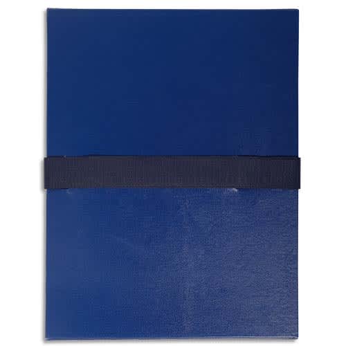 143818_d1.jpg EXACOMPTA Chemise extensible en balacron. Rabat en pied, fermeture par sangle scratch. Coloris Bleu foncé – Image 1