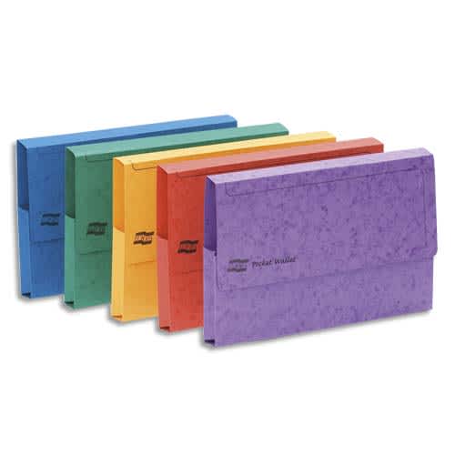 143868_d1.jpg EXACOMPTA Boîte 25 chemises à poche en carte lustrée 225g. Pour format A3. Coloris assortis vifs – Image 1