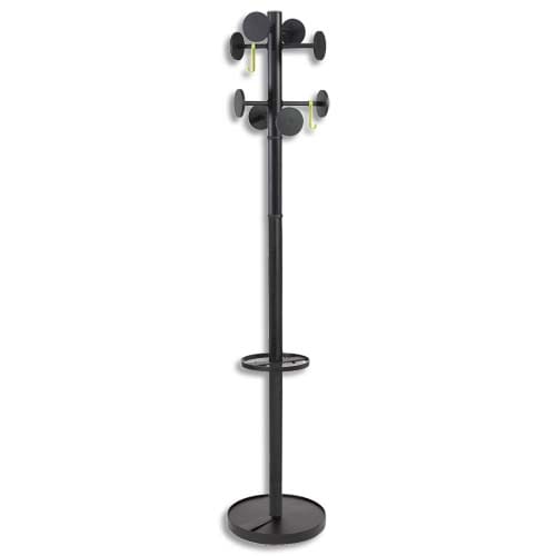 146736_d1.jpg ALBA Portemanteau Stan3 en métal et ABS, 8 patères-galets, porte-parapluie - Socle D38, H176 cm Noir – Image 1
