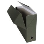 EXACOMPTA Boîte transfert pâte naturelle, carton rigide recouvert de papier recyclé Vert foncé, dos 9 cm – Image 2