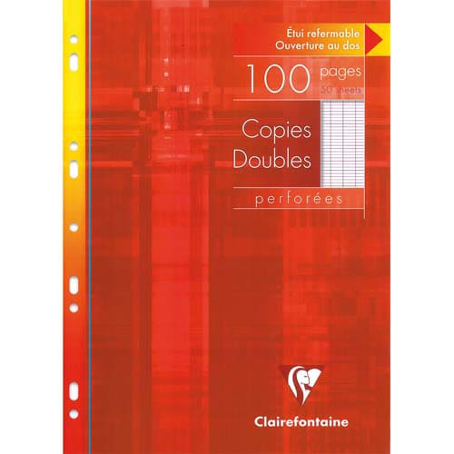 165379_d1-1.jpg CLAIREFONTAINE Copies doubles perforées Blanche 21x29,7cm 100 pages grands carreaux Seyès 90g étui carton – Image 1