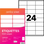 OFFICE STAR Boîte de 2400 étiquettes multi-usage Blanches 70X36mm OS43475