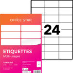 OFFICE STAR Boîte de 2400 étiquettes multi-usage Blanches 70X37mm OS43474