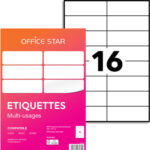 OFFICE STAR Boîte de 1600 étiquettes multi-usage Blanches 105X37mm OS43484