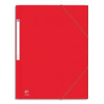OXFORD Chemise 3 rabats et élastique EUROFOLIO en carte grainée 5/10e, 450g.Pour format A4. Coloris rouge