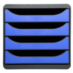 EXACOMPTA Module de classement Big Box 4 tiroirs Noir/Bleu glacé - Dim. 27,8 x 26,7 x 34,7 cm – Image 2