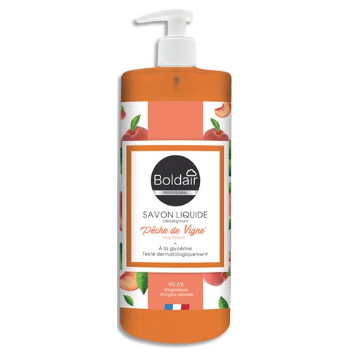 190498_d1-1.jpg BOLDAIR Flacon à pompe 500 ml de Savon liquide doux à la glycérine parfum Pêche de vigne – Image 1