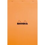 RHODIA Bloc de direction couverture Orange 80 feuilles détachables format A4+ réglure 5x5
