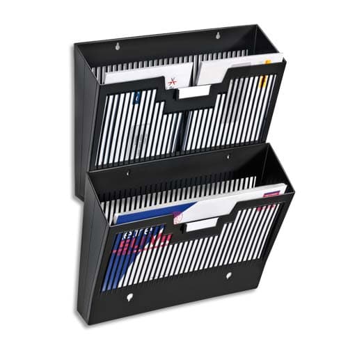 204449_d1.jpg CEP Corbeille à courrier murale vintage Ecoline pour format 24 x 32 cm - Dim. L36 x H25,7 x P9,5 cm Noir – Image 1