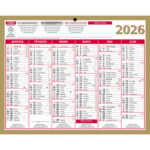 CBG Calendrier LUNOR, Janvier à Décembre, 21x26,5cm, 1 trou