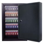 PAVO Armoire à clés 80 clés, serrure à clés 2 fournies - Dim : L45 x H38 x P8 cm coloris Gris foncé