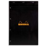 RHODIA Bloc N°20 agrafé 160 pages perforées 80g 5x5 21x31,8cm Couverture carte enduite Noire