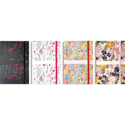 OXFORD Semainier Flowers 1 sem sur 2 pages, grille Like Work, format 16x24cm fermeture élastique assortis