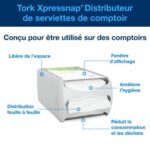 TORK Distributeur Comptoir pour Serviettes enchevêtrées Xpressnap N4 - Dim. L19,1 x H14,5 x P30,7 cm Gris – Image 3