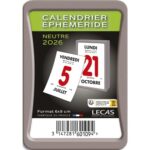 LECAS Bloc éphéméride seul neutre, Janvier à Décembre, 1 jour par page, à effeuiller, 6x9cm