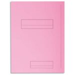 EXACOMPTA Paquet de 50 chemises pré-imprimés 2 rabats SUPER 250 en carte 210 grammes coloris Rose