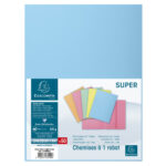 EXACOMPTA Paquet de 50 chemises 1 rabat SUPER 250 en carte 210 grammes Bleu clair – Image 3