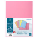 EXACOMPTA Paquet de 50 chemises 1 rabat SUPER 250 en carte 210 grammes Rose – Image 3