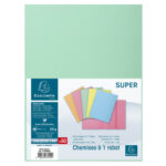 EXACOMPTA Paquet de 50 chemises 1 rabat SUPER 250 en carte 210 grammes Vert – Image 3