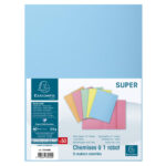 EXACOMPTA Paquet de 50 chemises 1 rabat SUPER 250 en carte 210 grammes assortis pastel – Image 4