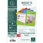 EXACOMPTA Paquet de 25 chemises de présentation double poche ROCK'S 250 en carte 210 grammes assortis – Image 4