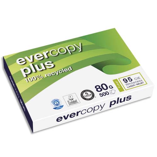 264428_d1-1.jpg CLAIREFONTAINE Ramette de 500 feuilles A3 80g, papier 100% recyclé Blanc Evercopy+ CIE95 – Image 1