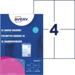 AVERY Boîte de 50 porte-badges grand format 105 x 148 mm + 52 inserts imprimables