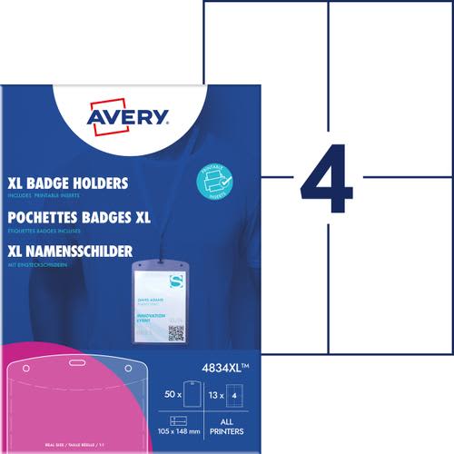 265957_d1.jpg AVERY Boîte de 50 porte-badges grand format 105 x 148 mm + 52 inserts imprimables – Image 1