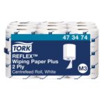 TORK Lot de 9Bobines Min Reflex papier d'essuyage Plus à dévidage central feuille à feuille 67m 2plis blc – Image 2