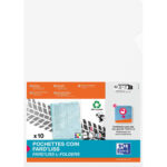 OXFORD Sachet de 10 pochettes-coin Fard'liss incolore en PVC lisse 20/100e. Format A4. Coloris incolore