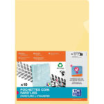 OXFORD Sachet de 10 pochettes-coin Fard'liss incolore en PVC lisse 20/100e. Format A4. Coloris Jaune
