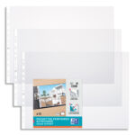 OXFORD Sachet de 10 pochettes perforées en PVC 9/100e. Format A3 à l'italienne, perforation 9 trous.