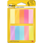 POST-IT Paquet 10 blocs 50 feuilles marque-pages papier POST-IT®. Format 15x50mm. Coloris néons assortis