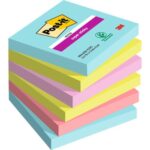 POST-IT Lot de 6 blocs Notes Super Sticky POST-IT® couleurs COSMIC 90 feuilles 76 x 76 mm