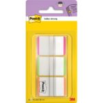 POST-IT Blister de 3 x 22 marque-pages rigides 25x44 mm, transparent liseret Orange/Rose/vert