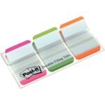 POST-IT Blister de 3 x 22 marque-pages rigides 25x44 mm, transparent liseret Orange/Rose/vert – Image 3