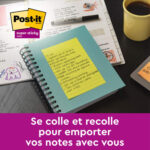 POST-IT Lot de 3 blocs Notes Super Sticky POST-IT® Orange/Bleu/Vert lignées 45 feuilles 101 x 152 mm – Image 2